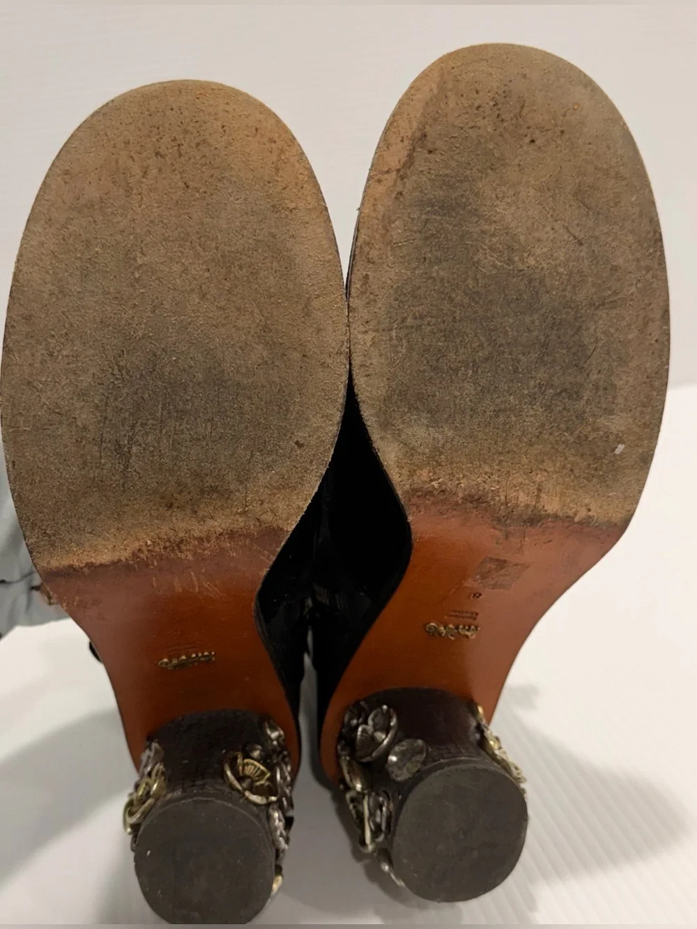 Coach Black Suede Ankle Boots with Leather Strap & Gold Accent